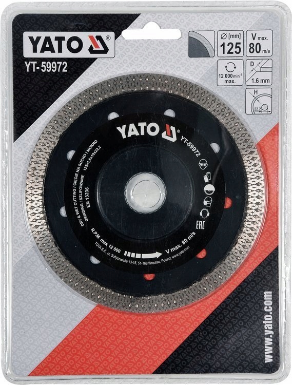 TARCZA DIAMENTOWA 125MM DO CIĘCIA PŁYTEK GRESU PRO Kod producenta YT-59972