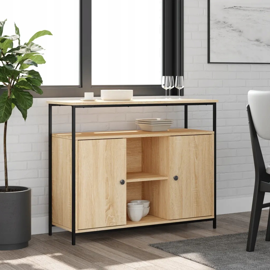Příborník dub sonoma 100 x 35 x 80 cm kompozitní dřevo Hnědá 835500