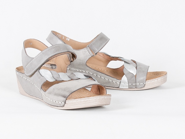 Grodecki 1107 sandály Polské 36 šedostříbrné Kůže Nat