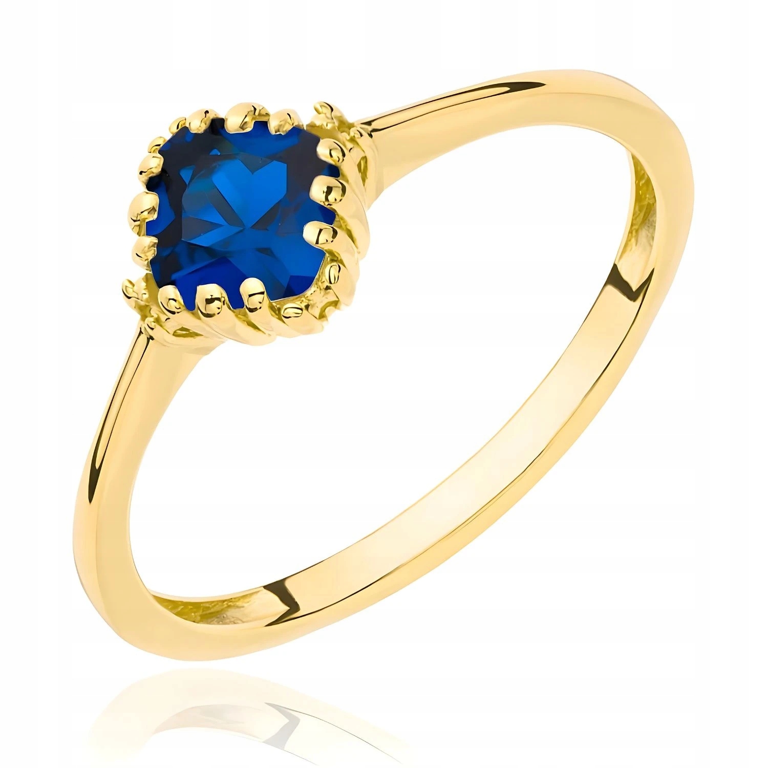 Zlatý Prstýnek 585 Se Zirkonem, Safírový Kámen, Originální Barva VEL.16