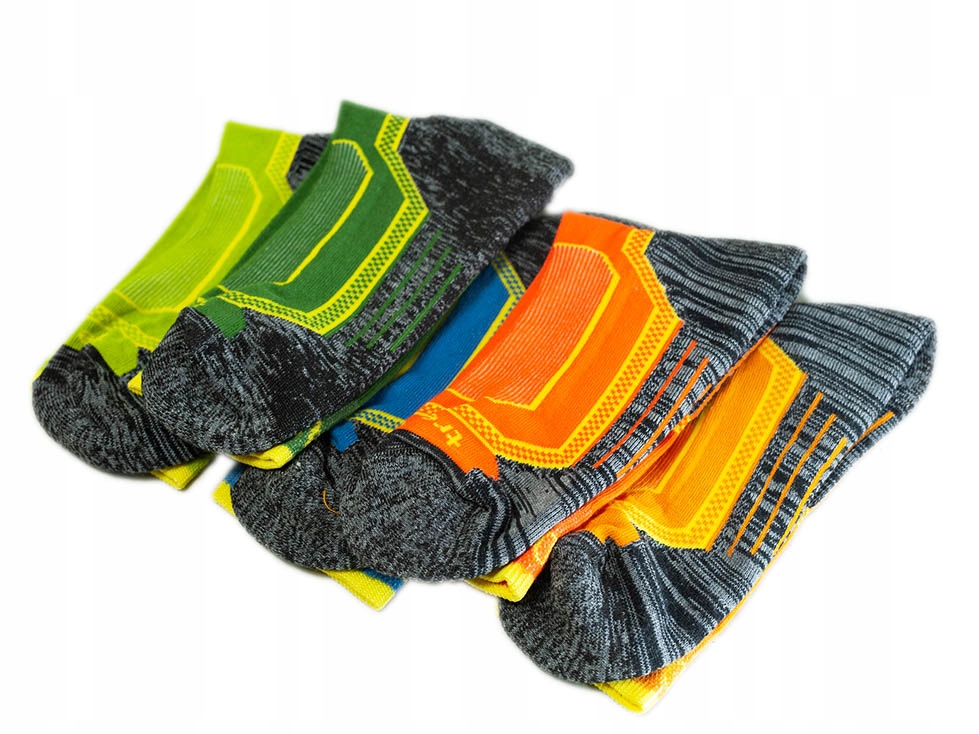 5x Kolorowe skarpetki trekkingowe sportowe super bawełna półfrotte 39-42 Fason za kostkę