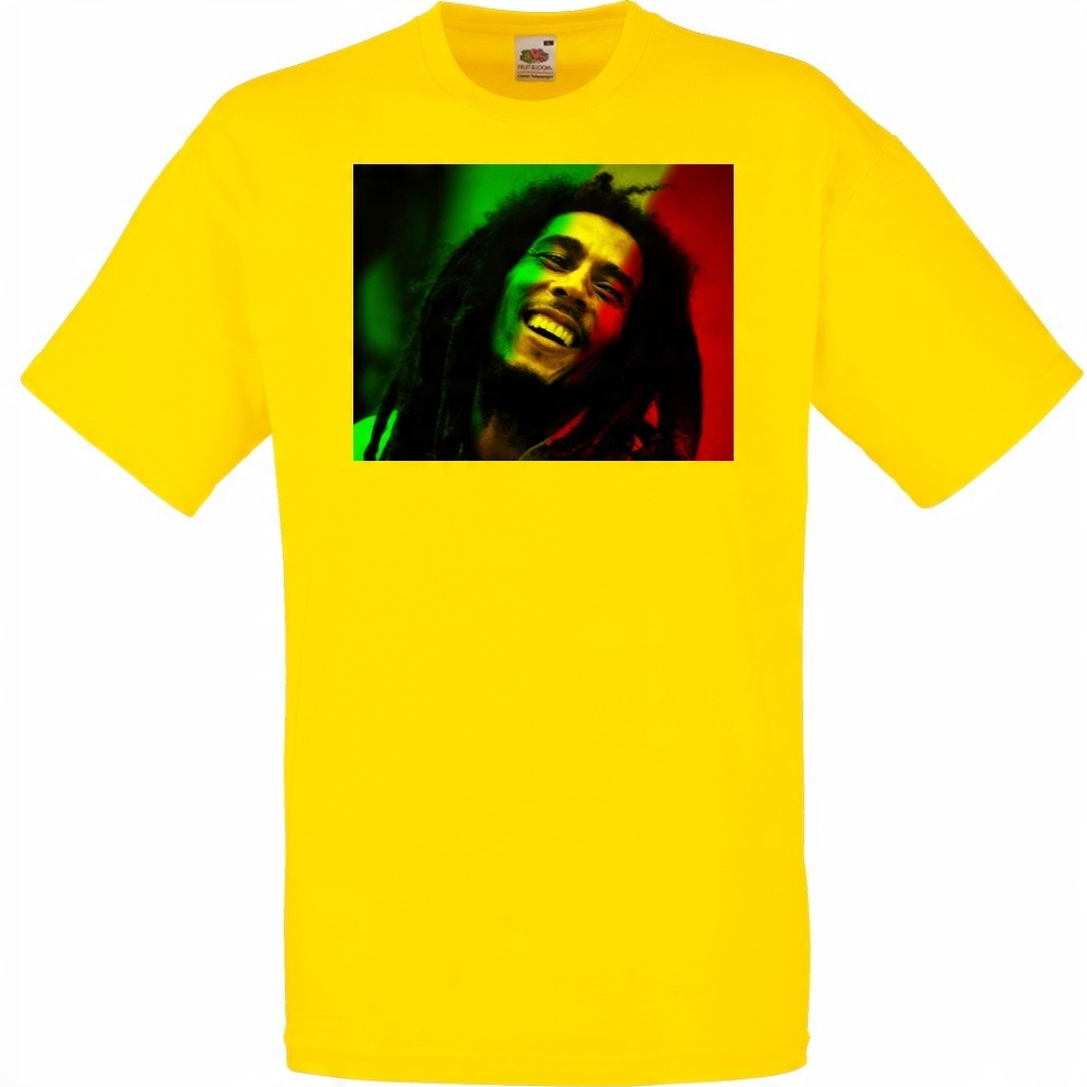 

Koszulka z nadrukiem Marley reggae rasta XXL żółta