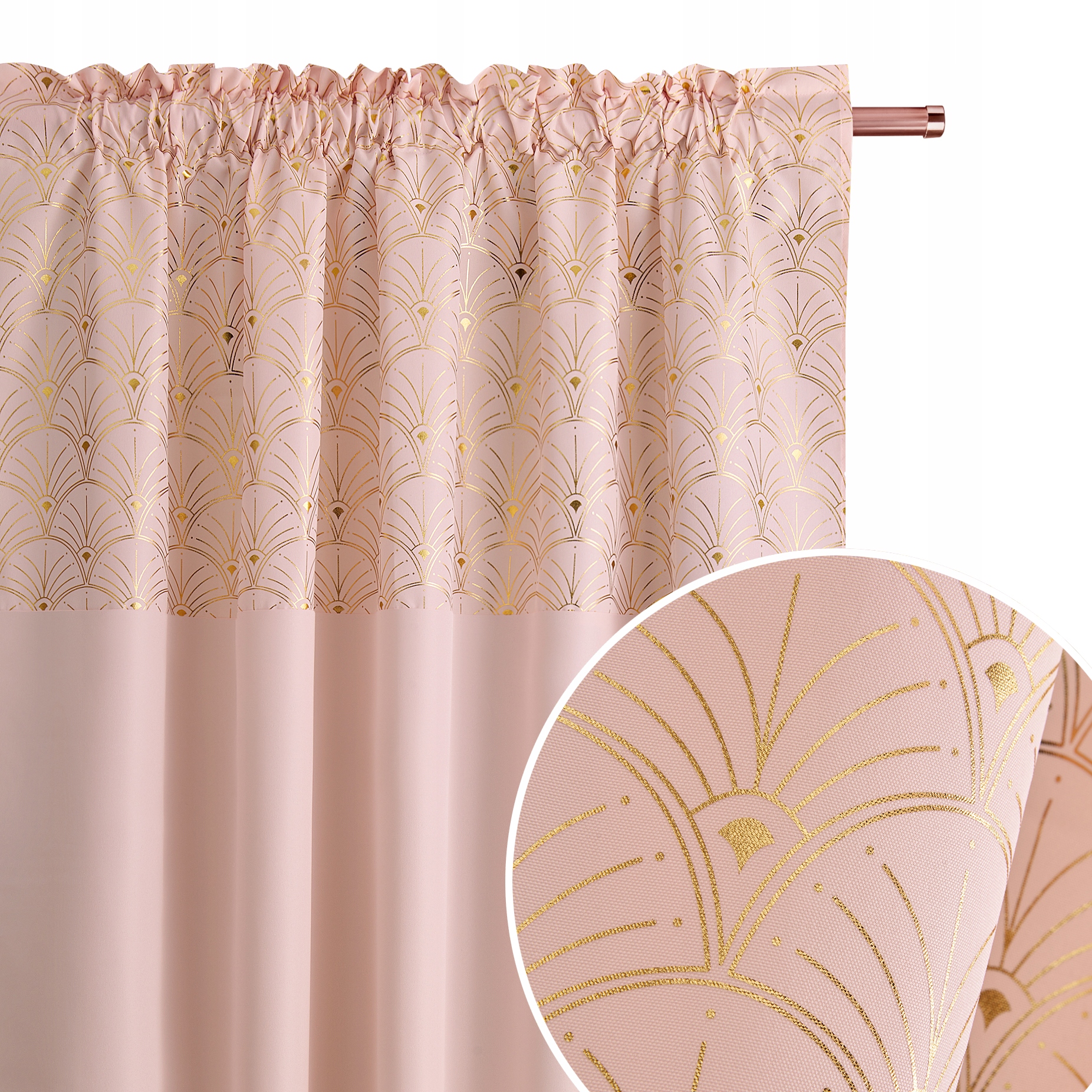 

Zasłona gotowa 140x280 pudrowy róż Belissa żabki