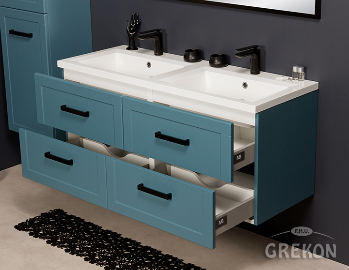 MEIVA meble łazien niebieska szafka + umywalka 120 Szerokość mebla 121 cm