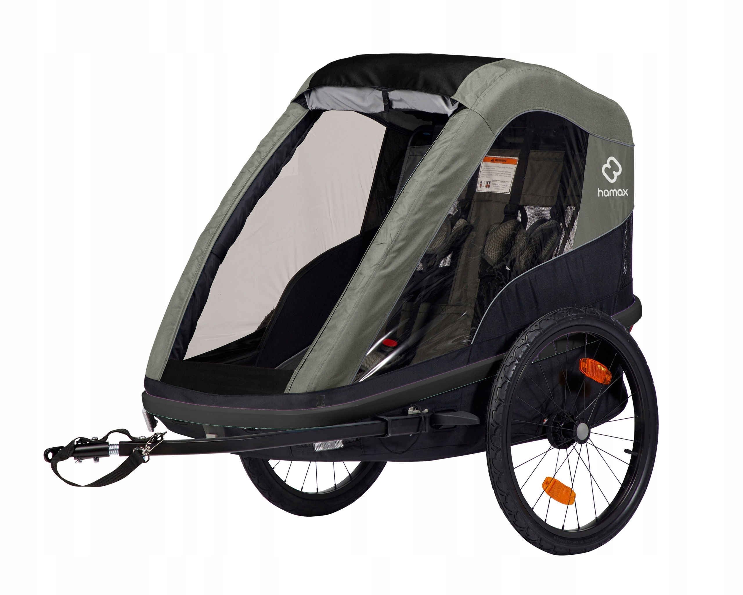 Przyczepka rowerowa Hamax Avenida One oliwkowa, z amortyzacją
