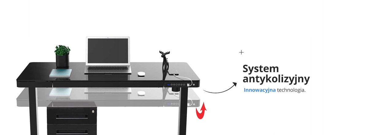 Nowoczesne biurko elektryczna regulacja wysokości Szerokość mebla 120 cm