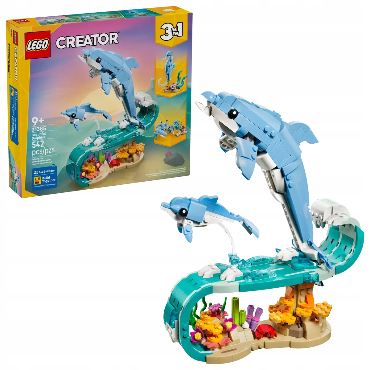 Lego 31385 Mořská zvířata, krásný delfín, mořský koník nebo krab stavebnice