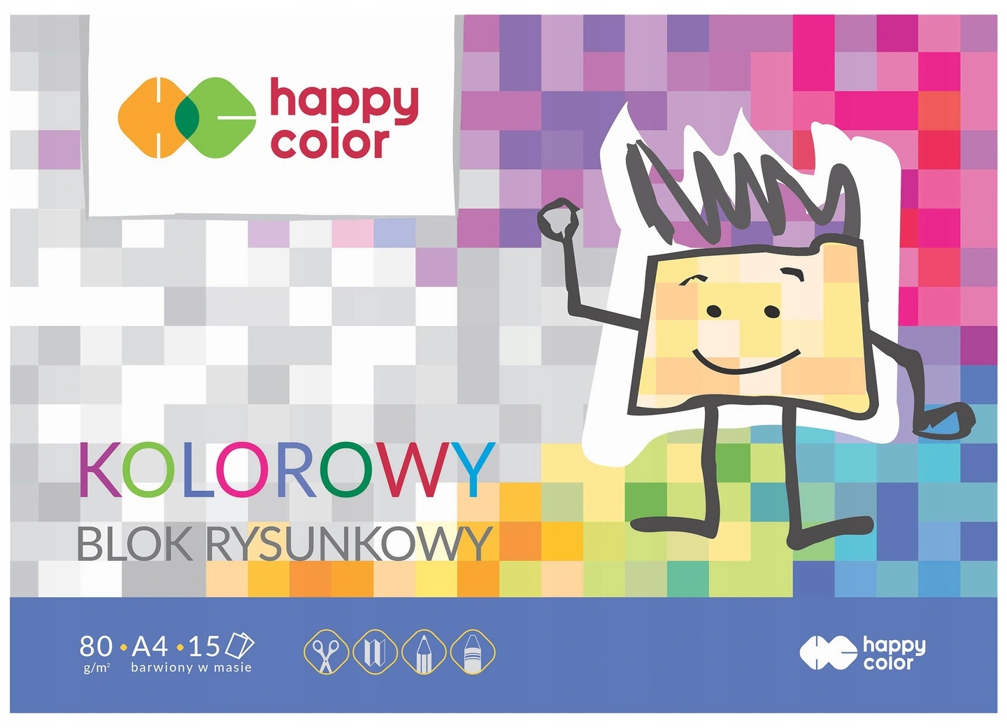 BLOK RYSUNKOWY KOLOROWY HAPPY COLOR A4 15ARK