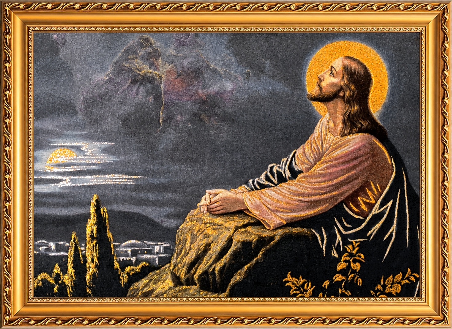Obraz vyšívaný Ježíš v Ogrójci 67x49 Cm 4260S14