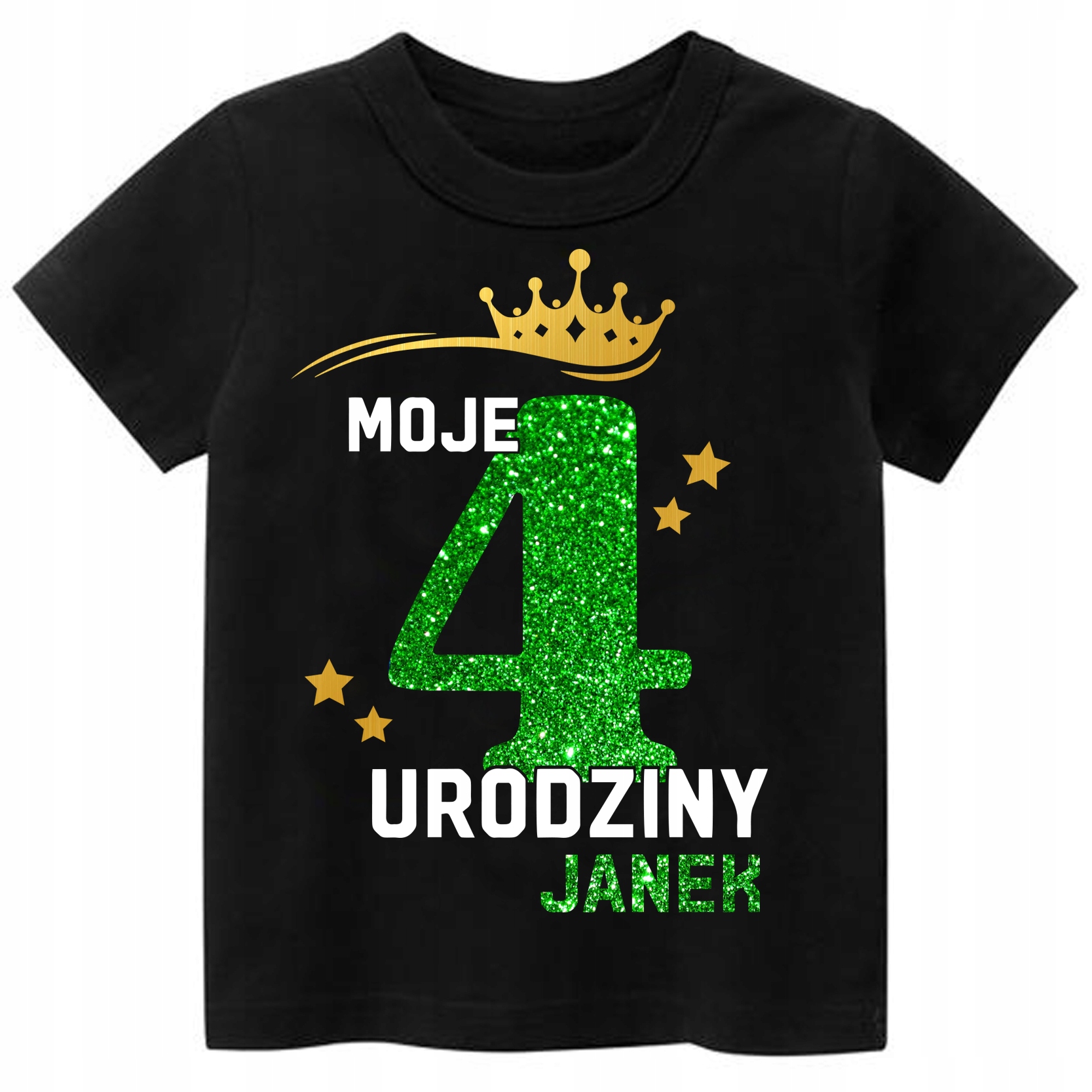 

Koszulka Urodziny Moje 4 Urodziny Brokat Imię 104