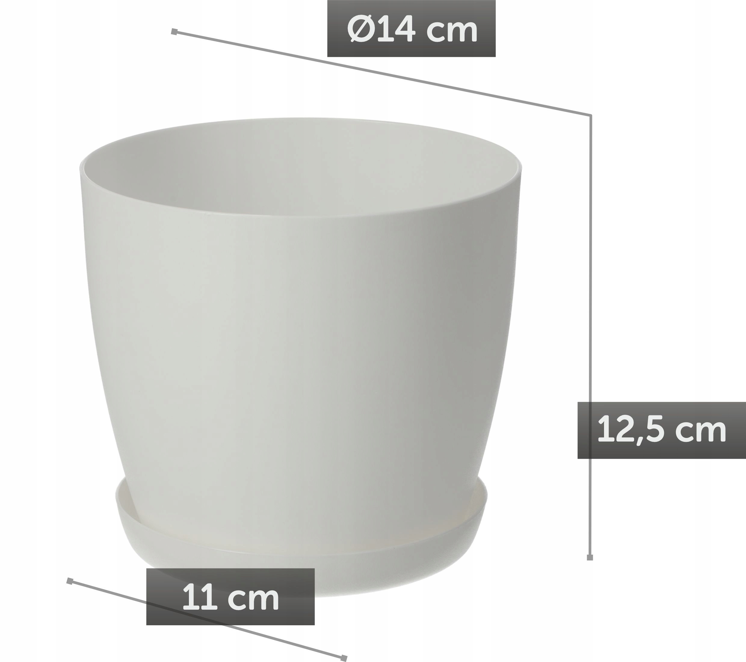 DONICZKA OSŁONKA DONICA 14cm NA KWIATY MATOWA BIAŁA PLASTIKOWA PODSTAWKA Marka Kadax