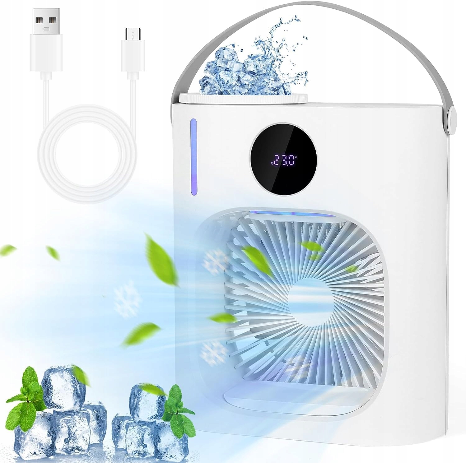 Glovios Mini Klimatizace 4V1 Mobilní, 3 Rychlosti Proudění Vzduchu