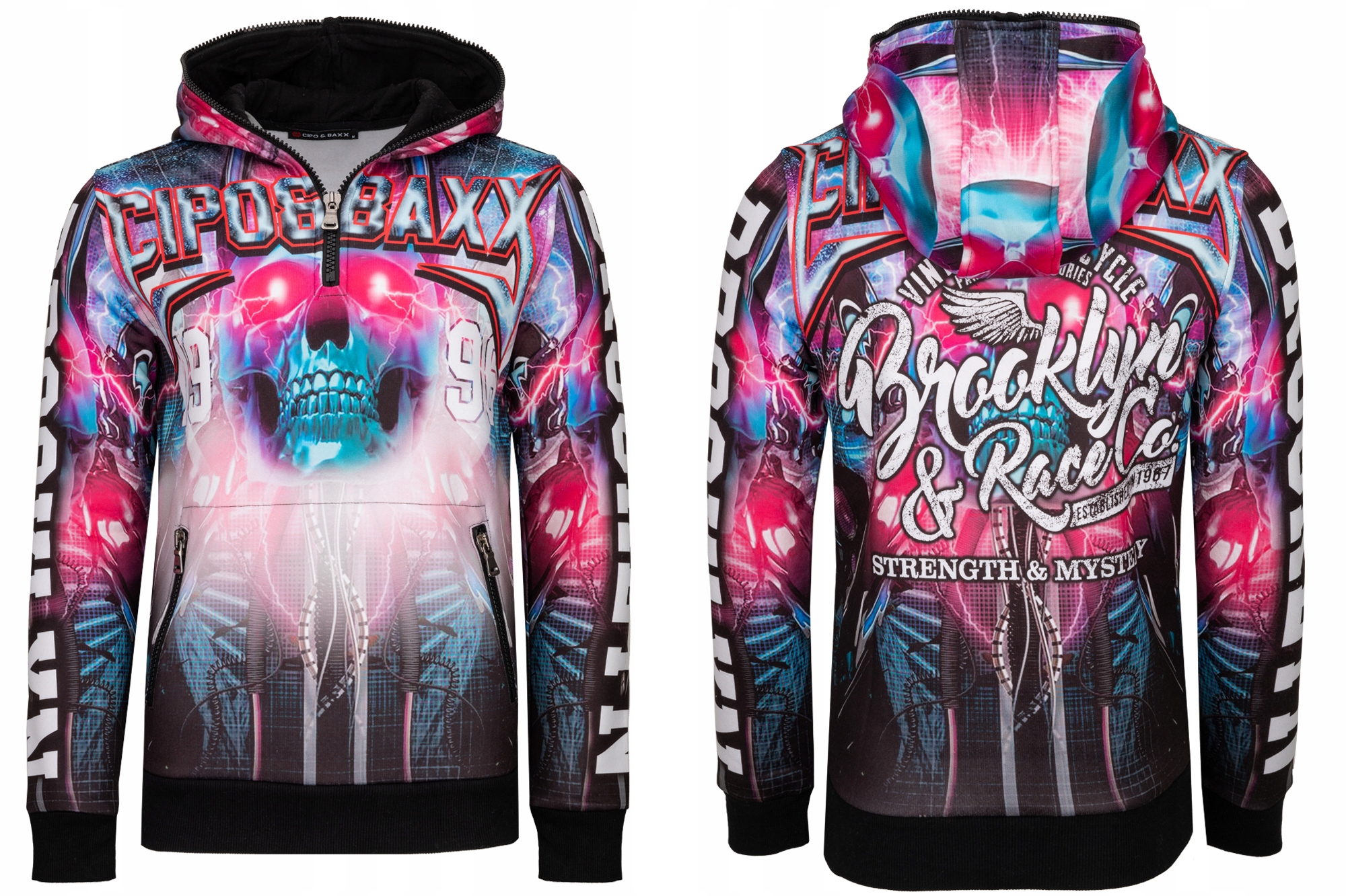 Pánská Mikina Cipo Baxx Kapuce S Nápisy Lebka: M