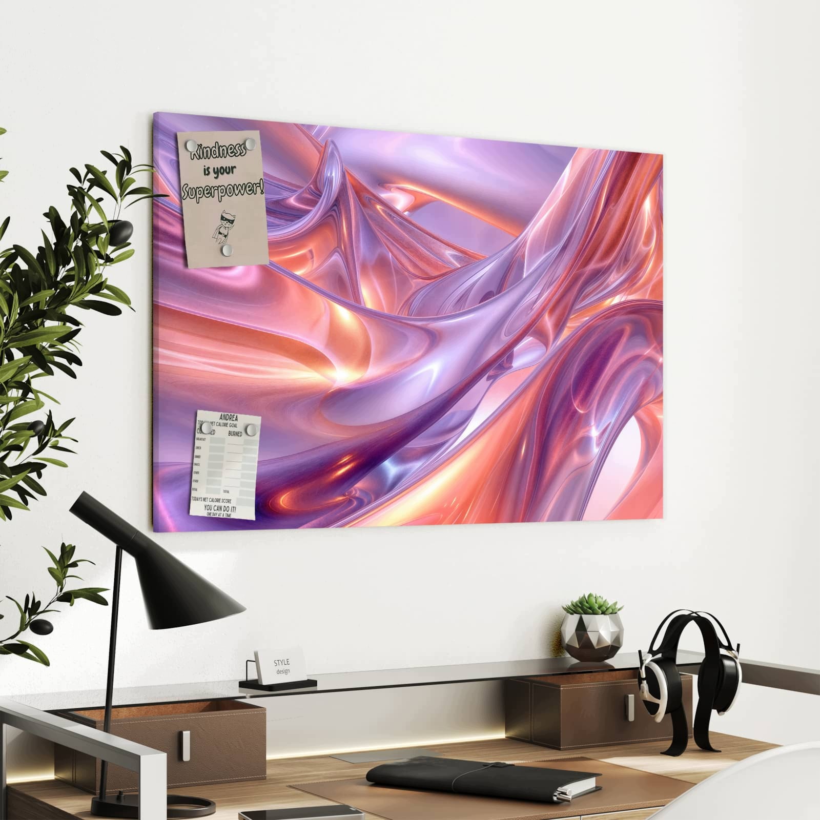 Magnetická tabule Abstraktní Tvar fali 90 × 60 cm