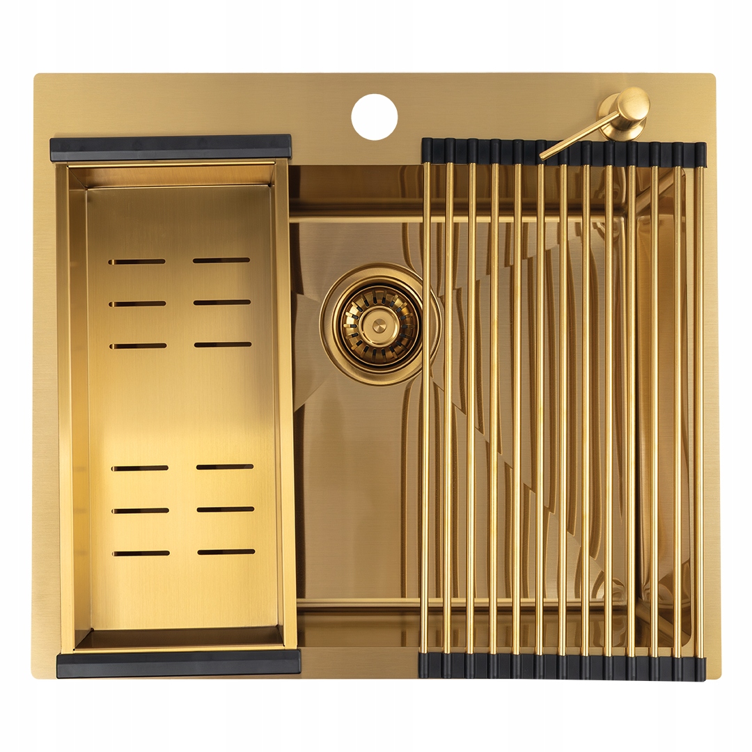Ocelový Dřez Zlatý 50x58 S Příslušenstvím A Zapuštěným Sifonem