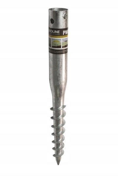 Základna sloupku deštníku kotvící kolík zašroubovaná do země ocelová 68x650 mm vrták