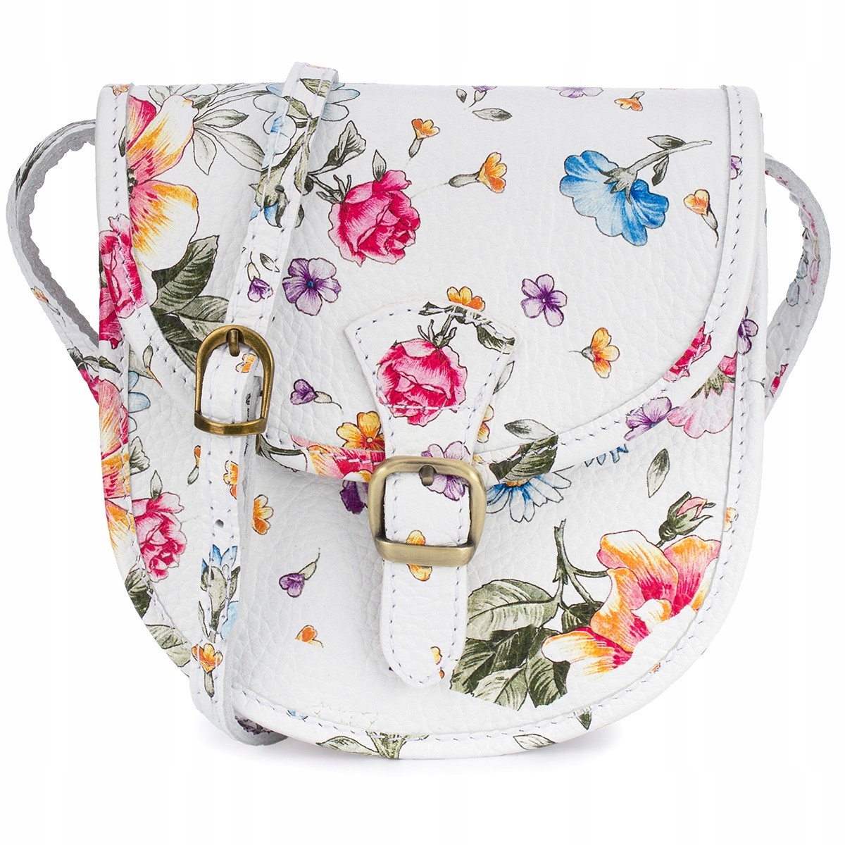 Bílé květy Beltimore Dámská kožená malá kabelka Přes Rameno podkova