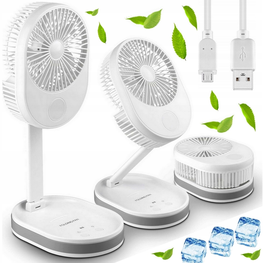 WENTYLATOR BIURKOWY WIATRAK DO DOMU BIURA SYPIALNI LAMPKA LED USB REGULACJA