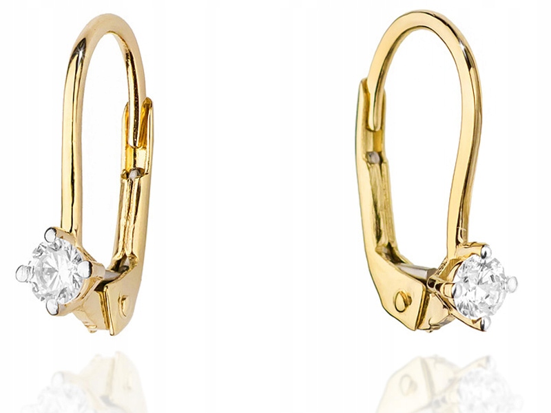 Zlaté náušnice 585 Jemné S Brilianty 1,05g diamanty pro ni 14kt