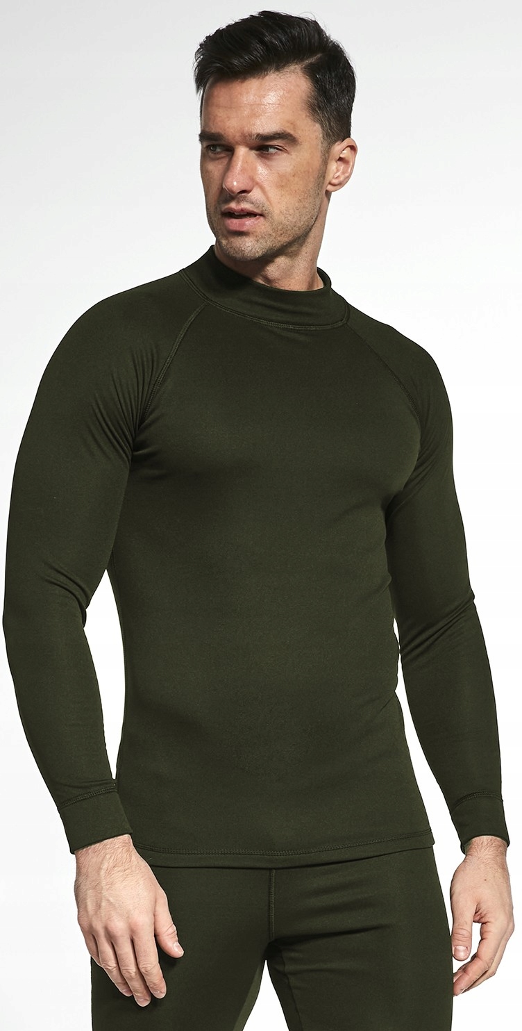 KOSZULKA TERMOAKTYWNA MĘSKA DŁUGI RĘKAW OCIEPLANA PODKOSZULEK KHAKI r. XL Rozmiar XL