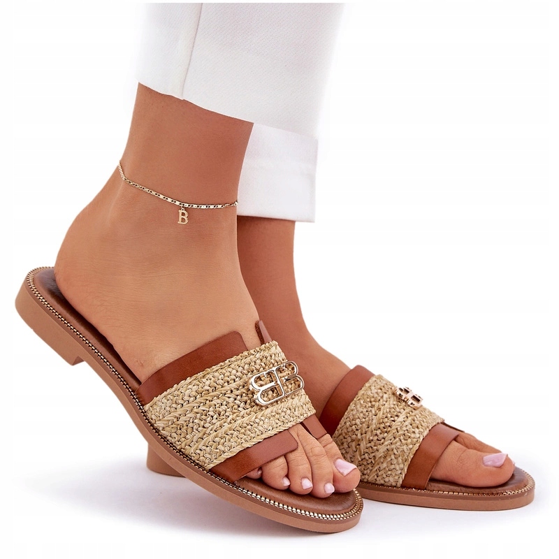 Nazouváky Dámské Plochý Podpatek Kůže Pletenina Zazoo 40426 Hnědé 39