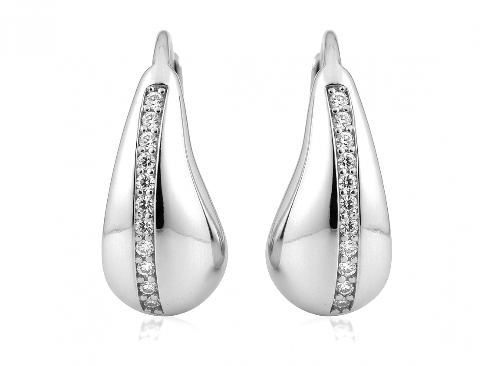 Dámské náušnice ze stříbra 925 Slzy se zirkony, anglické zapínání, módní