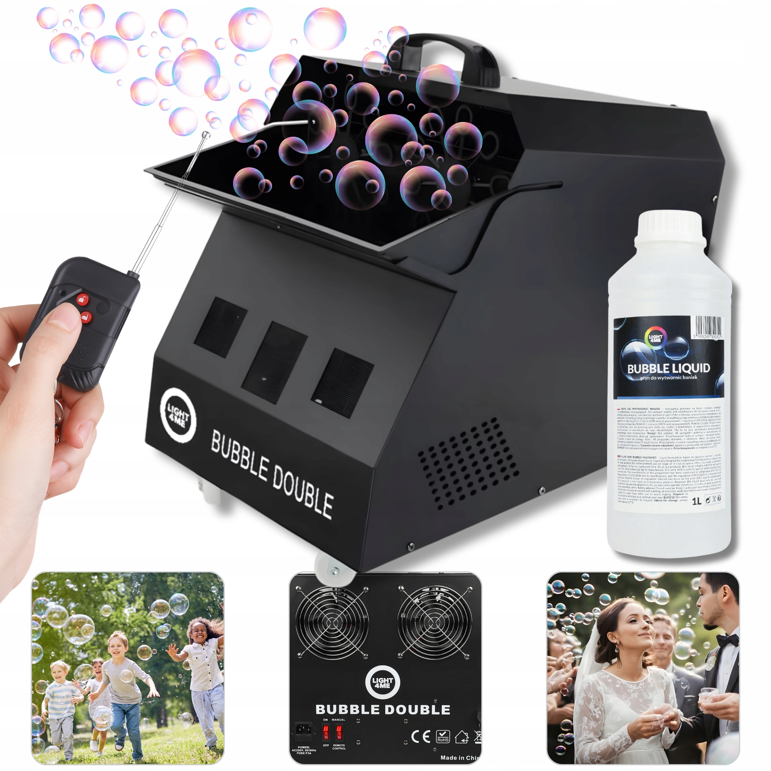 Velký Dvojitý Výrobník Stroj Na Bubliny Silný Velké Bubliny Dálkové Ovládání Tekutina