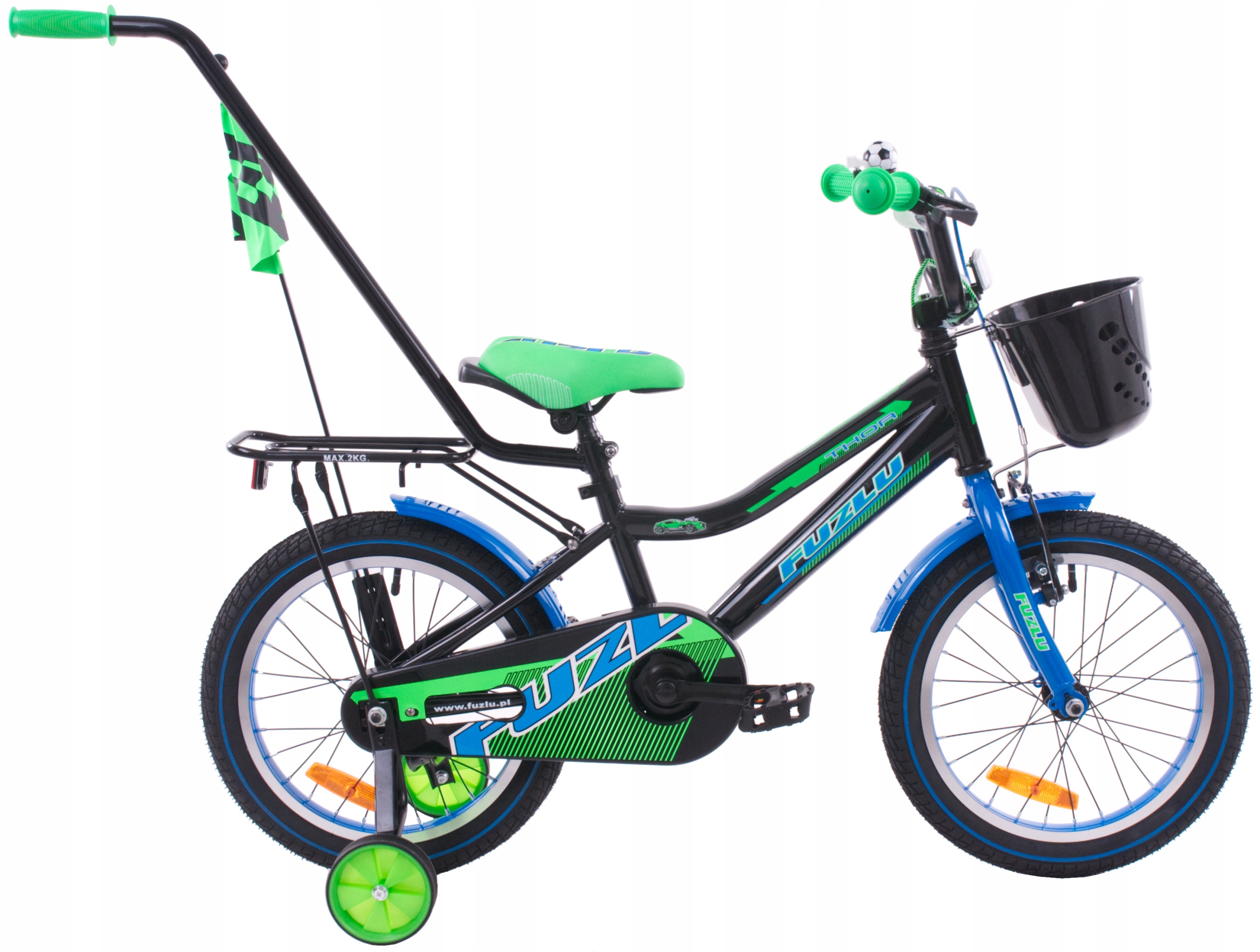 Rower dziecięcy 16 Fuzlu Thor czarno-zielony