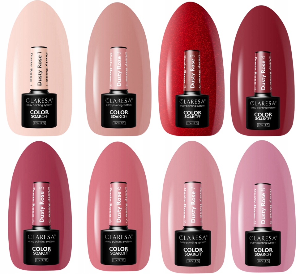 CLARESA DUSTY ROSE ZESTAW CAŁA KOLEKCJA RÓŻANA PASTELOWE RÓZE CZERWIENIE Marka bez marki