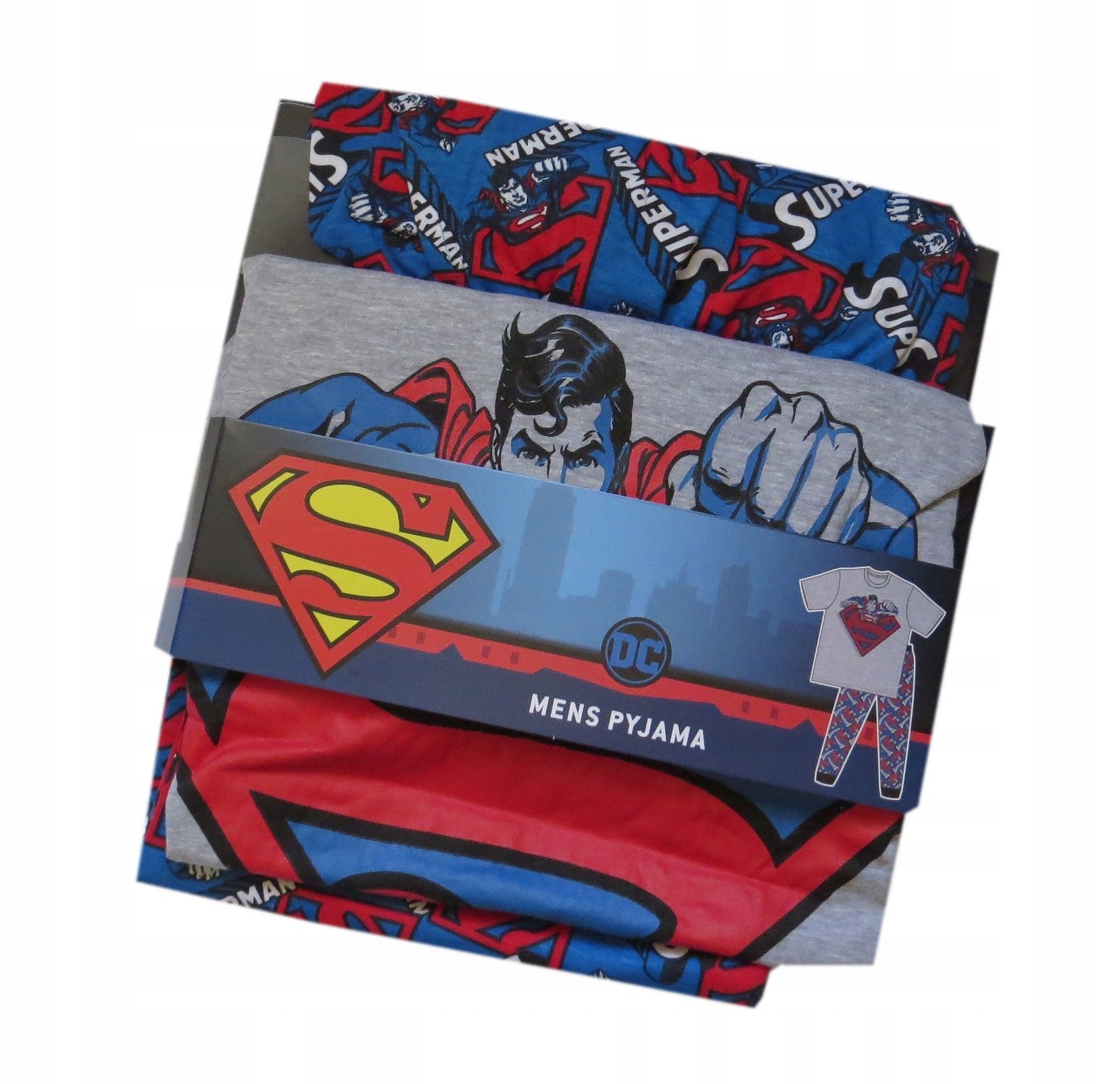 Piżama męska SUPERMAN DC Comics szara bawełna M Rękaw krótki rękaw