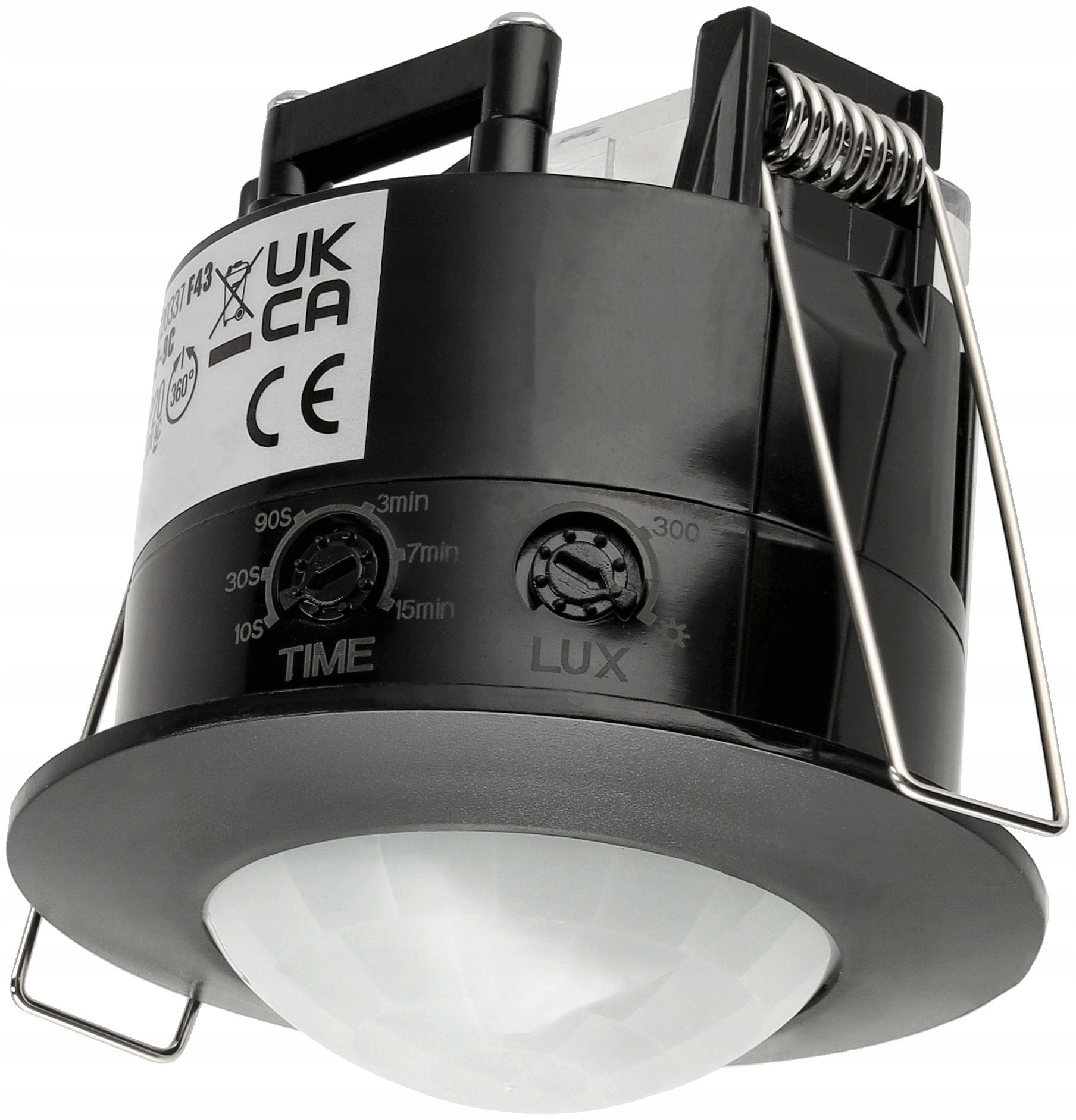 Czujnik Ruchu PIR Wpuszczany Na Podczerwień 360° Czarny Regulacja Czujka Typ czujnik