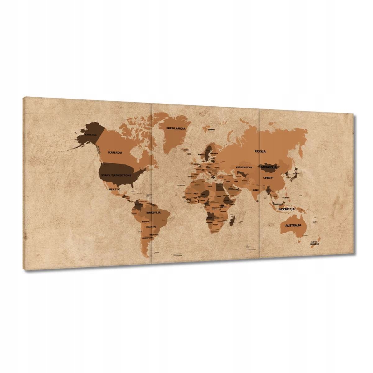 Obrazy 180x90 Poľská verzia Mapy sveta