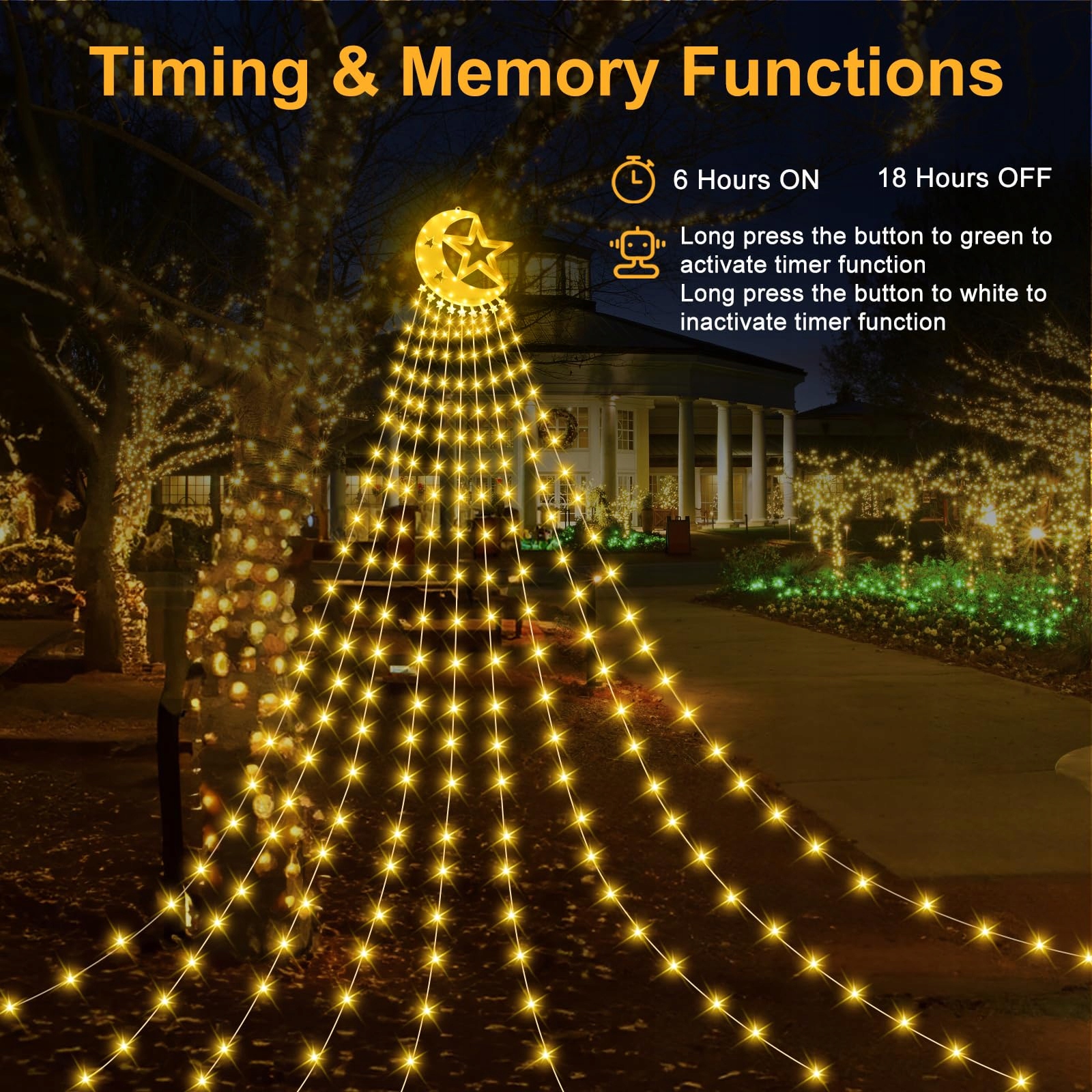 GYLEFY Lampki Choinkowe 480 LED IP65 Timer 8 Trybów — miniatura 16