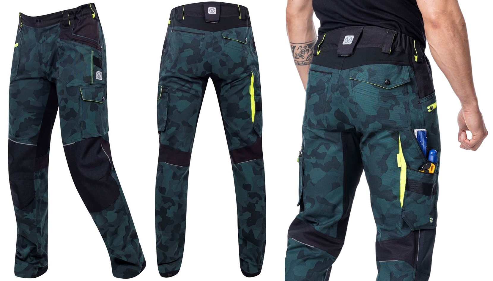 Spodnie Robocze Męskie Do Pasa Stretch Ardon Creatron Camo Moro Zielone 52