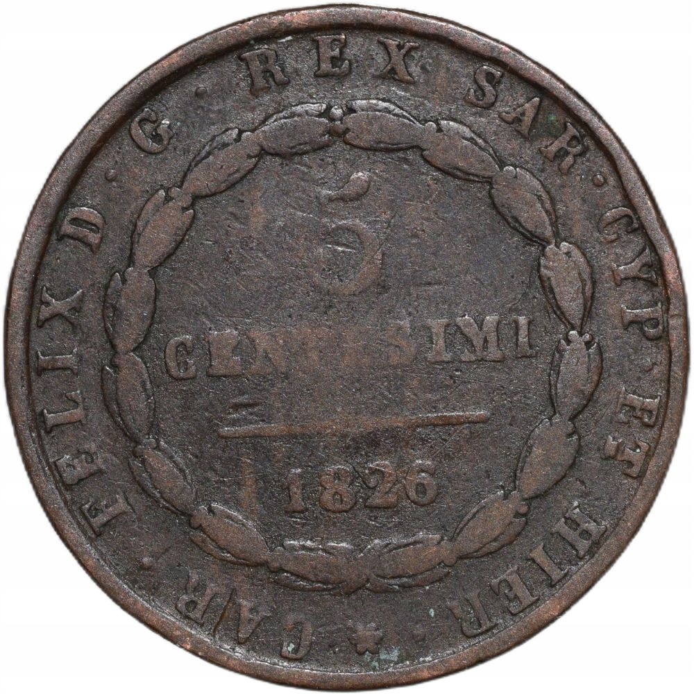 Sardynia 5 centesimi 1826