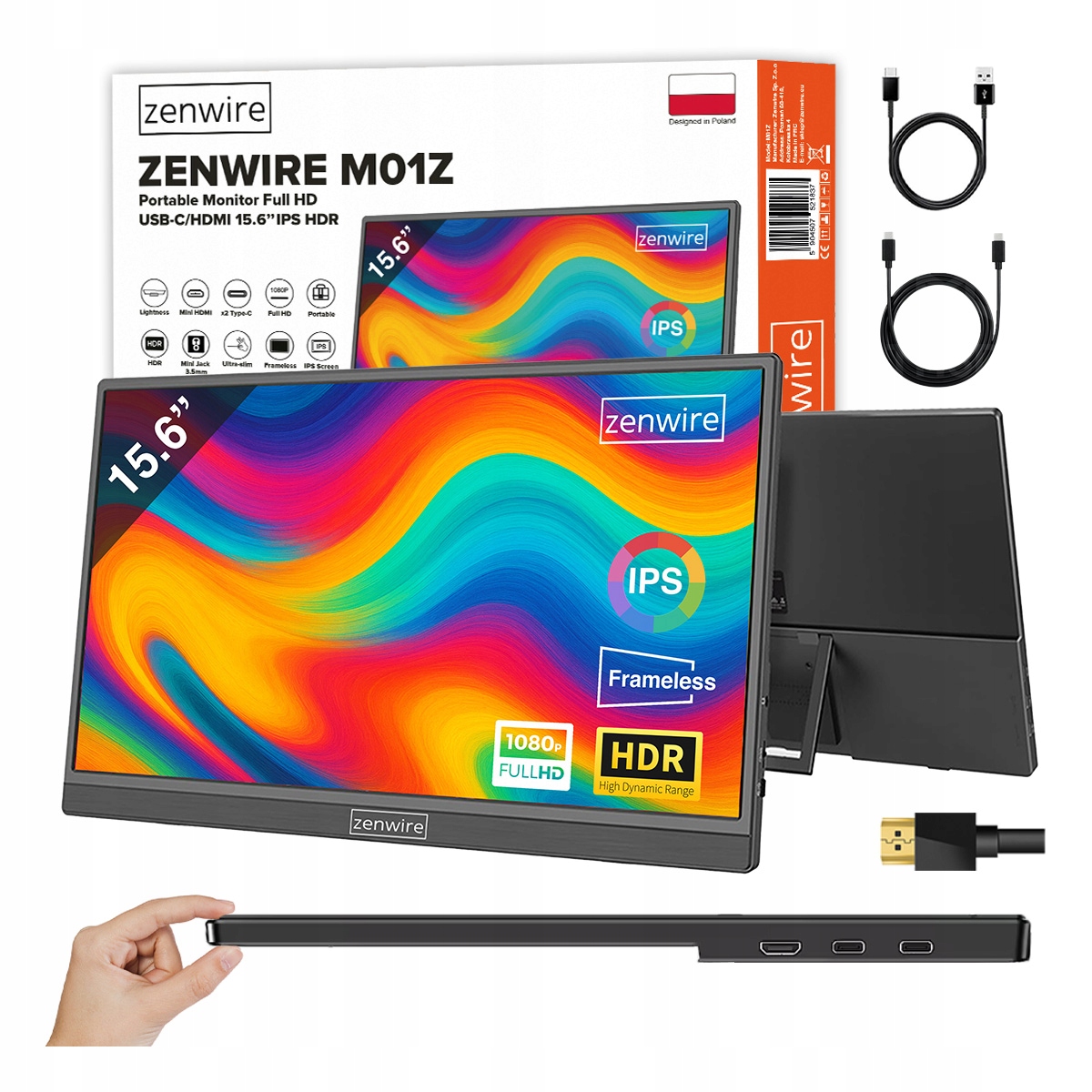 Zenwire M9P 15,6" Full Hd Ips Prenosný Monitor Usb-c Hdmi Vesa Hdr
