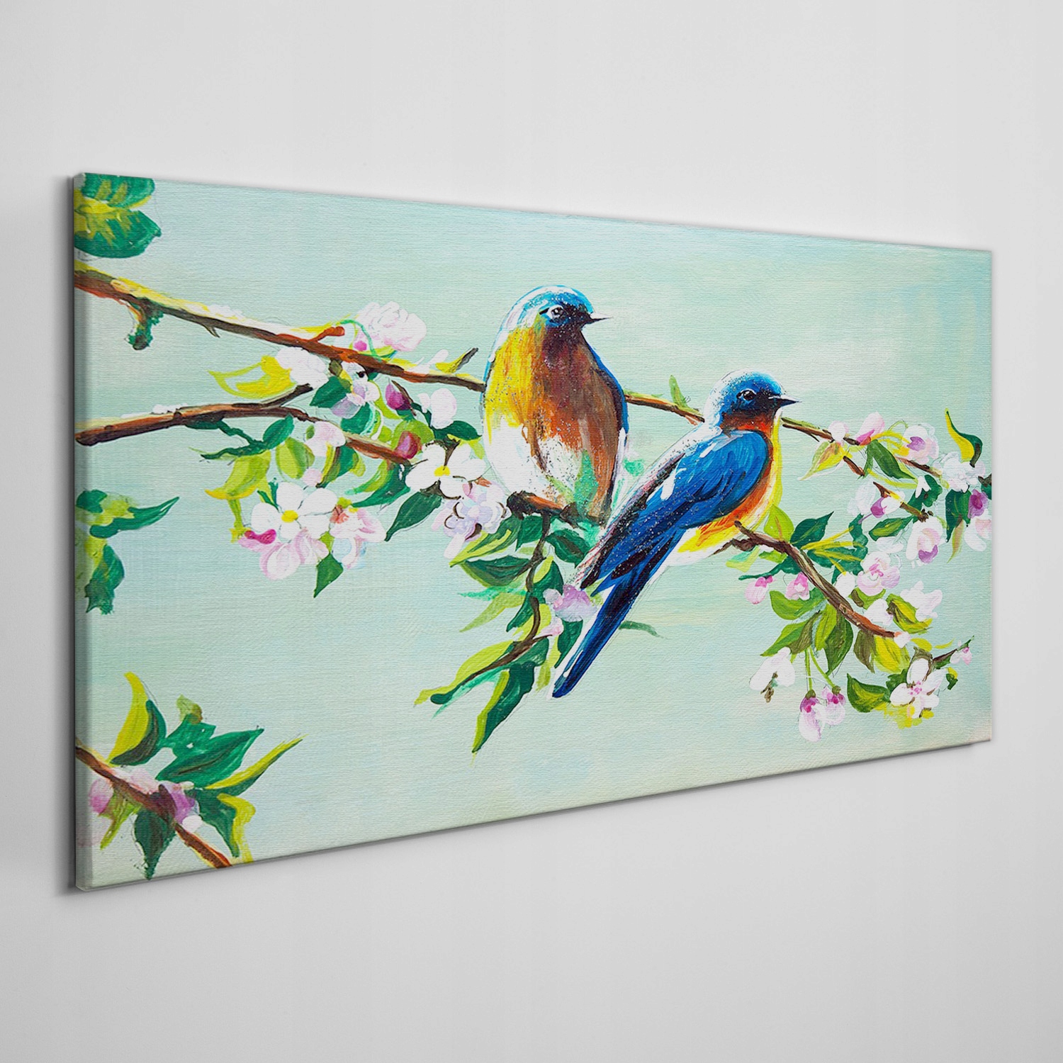 

Obraz płótno Gałęzie liście kwiaty ptaki 140x70 cm