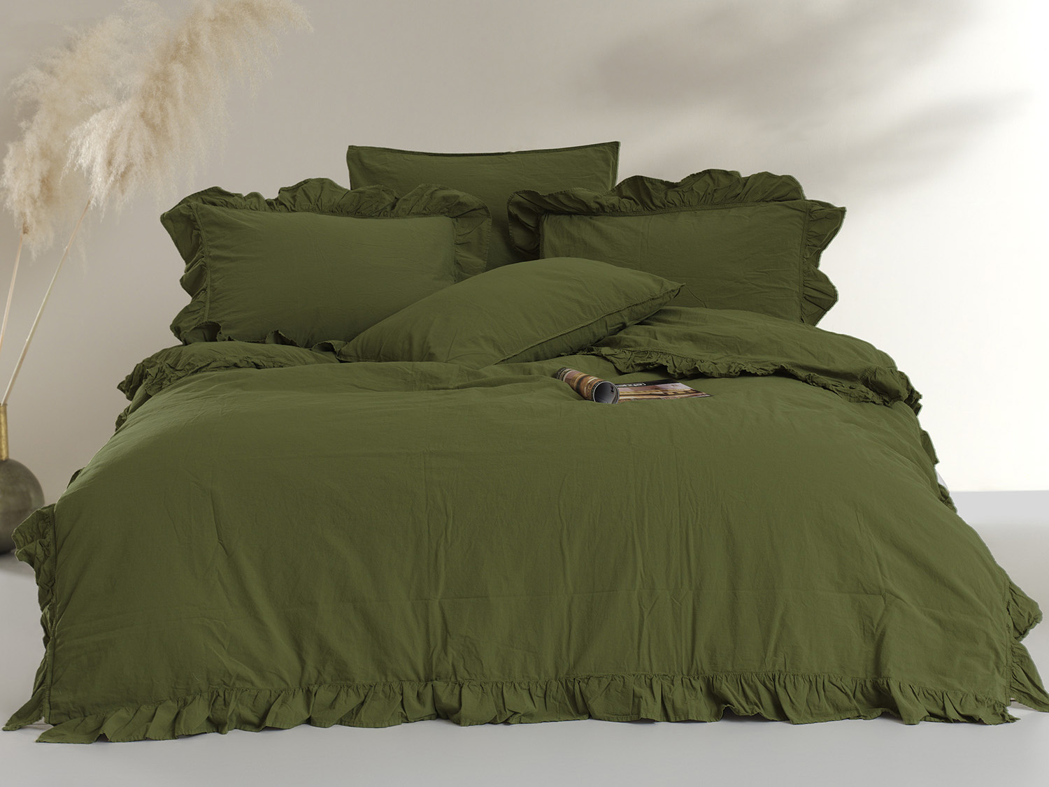 Posteľná Bielizeň bavlnená OLIVE/160x200(P) Stonewashed