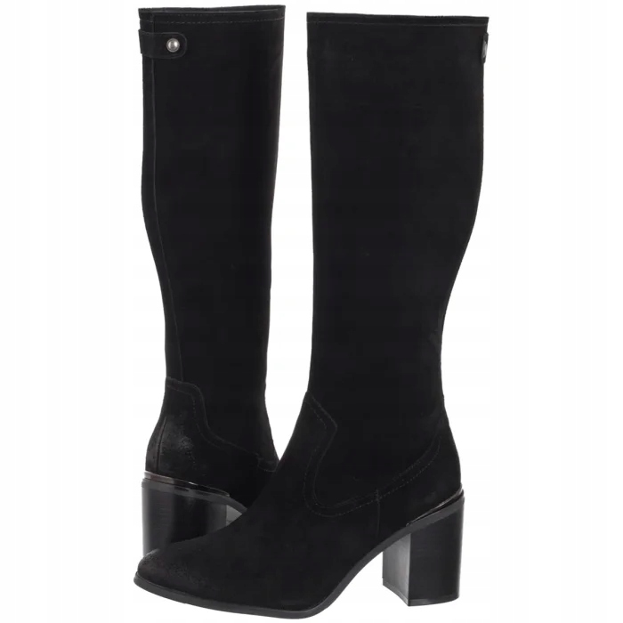 Dámské kozačky na podpatku Sergio Leone Černé semišové Kz 25668-S
