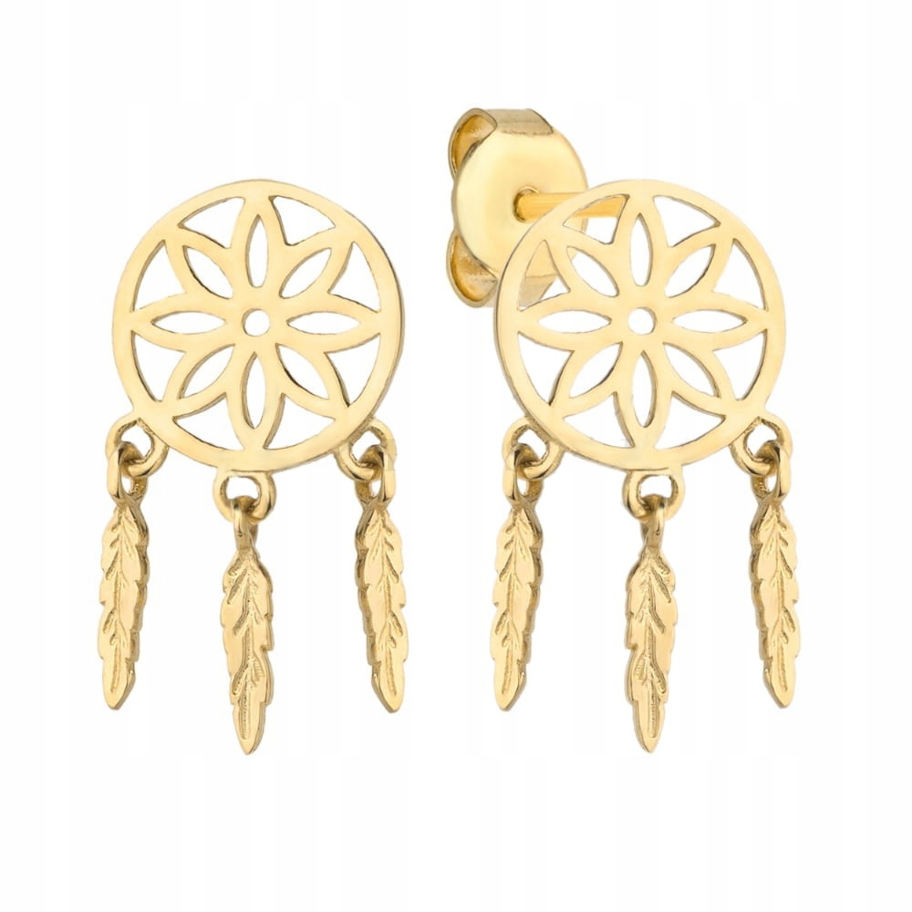 Zlaté náušnice lapač snů šroubky Zlato 585