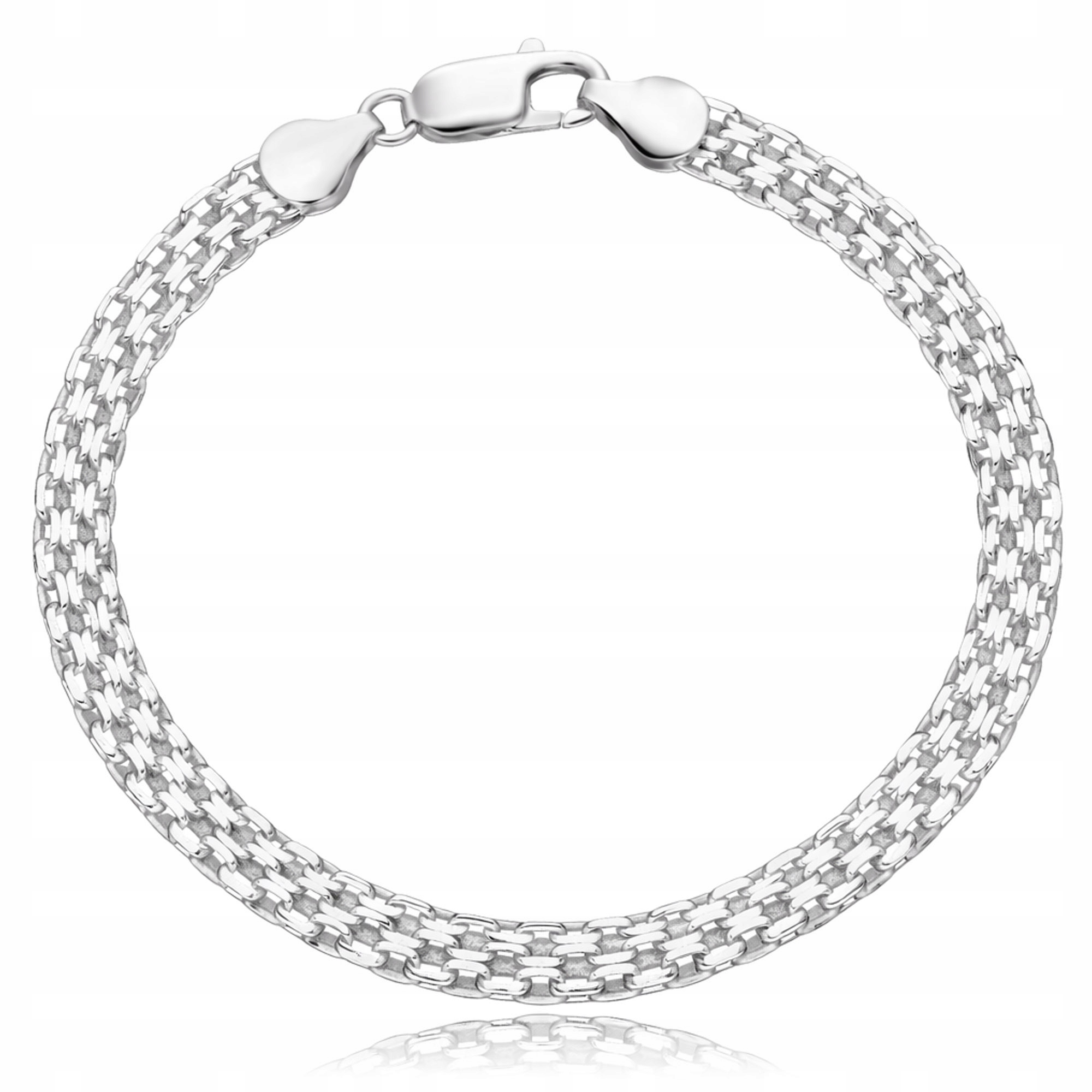 Stříbrný náramek Bismarck 925 s hustou vazbou je elegantní a pevný, 19 cm