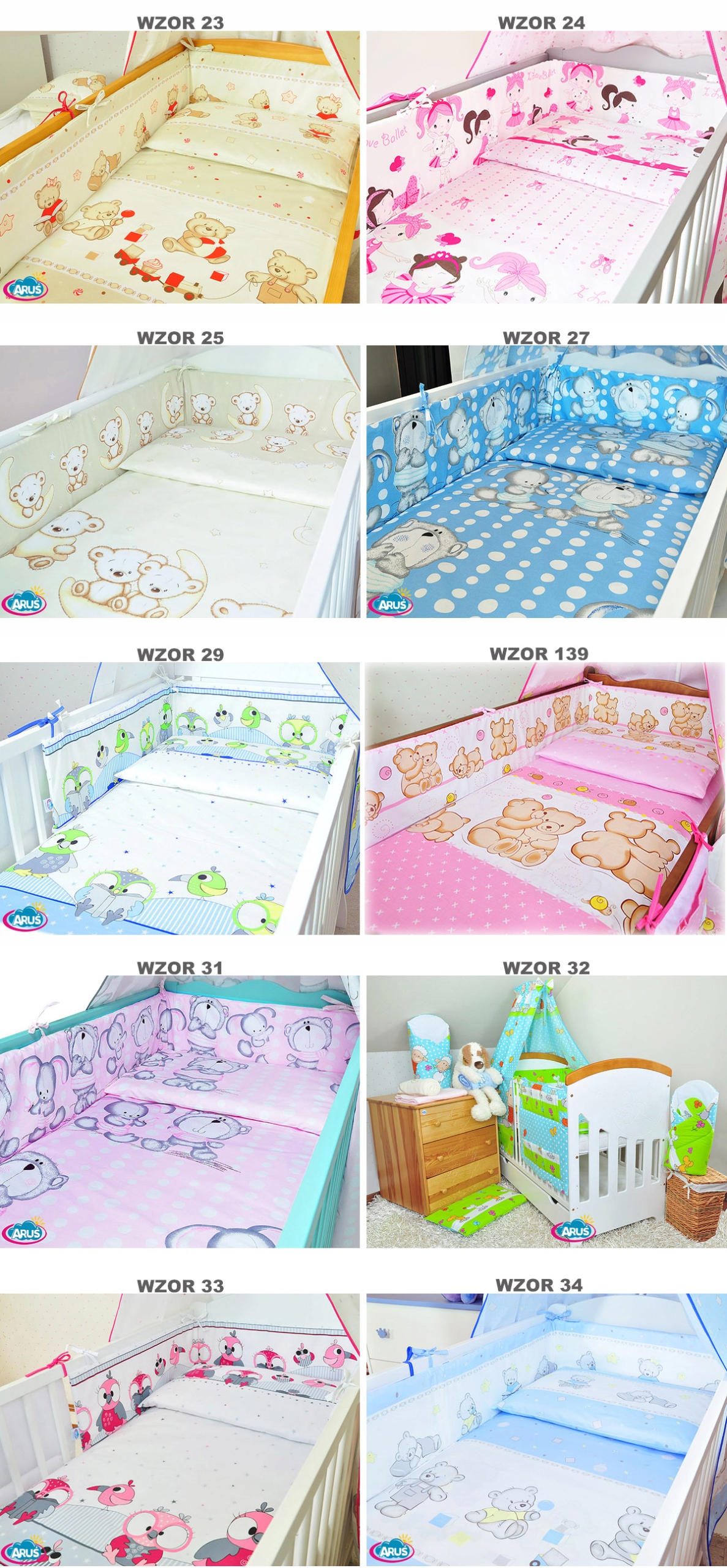 ARUŚ 2el.pościel dziecięca do łóżeczka 120x90 baw Płeć chłopcy dziewczynki unisex