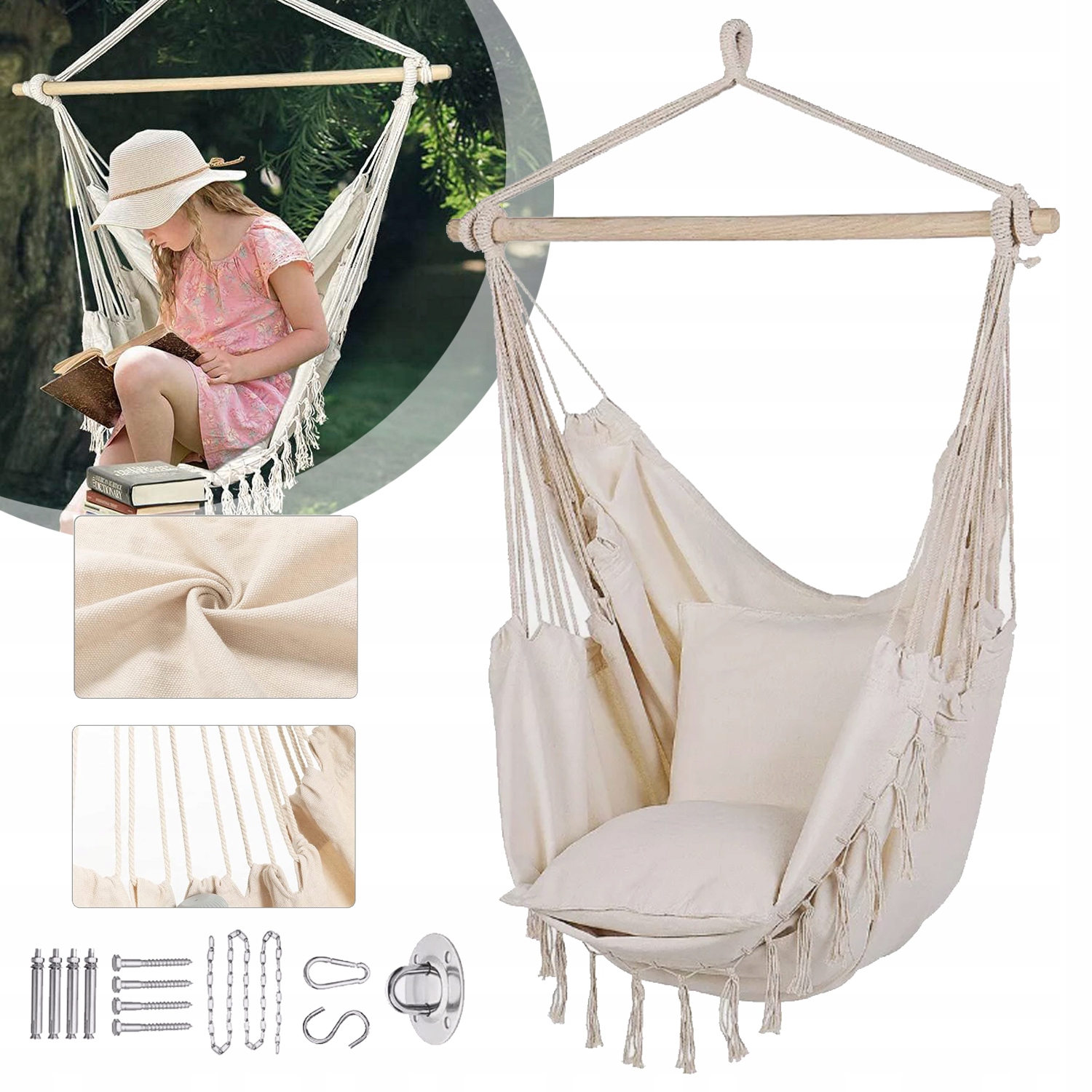 Závěsný S Polštáři A Sadou Stropních Háků, Venkovní Závěsné Křeslo