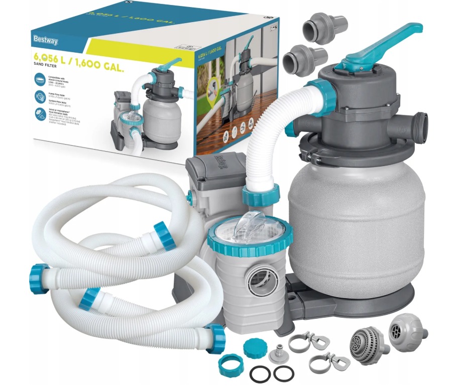Pompa piaskowa filtrująca do basenu Bestway 6056 litrów 58497 zestaw