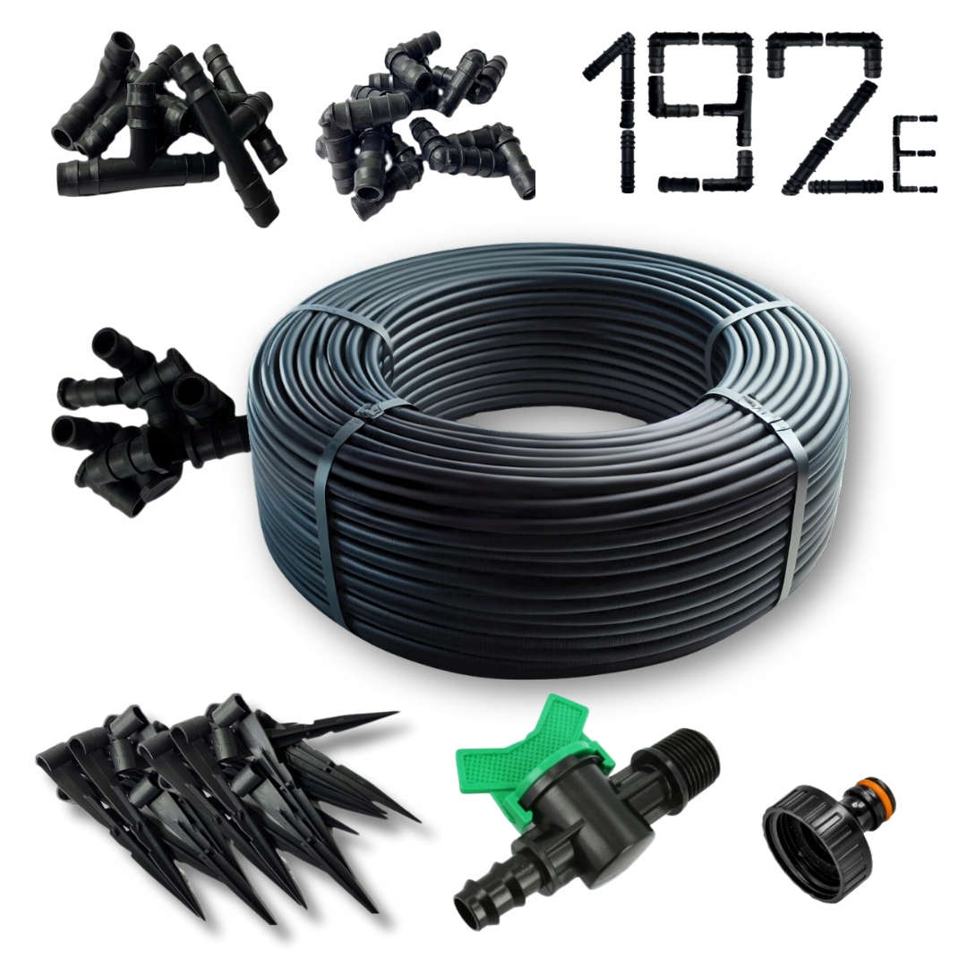 Linia kroplująca z kompensacją nawadnianie kropelkowe 100m 192el mocny wąż