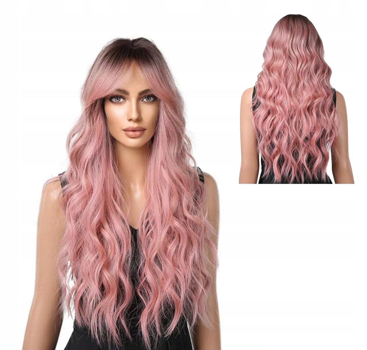 Dámská paruka růžové vlny Dlouhé vlasy jako přírodní Dámské paruky