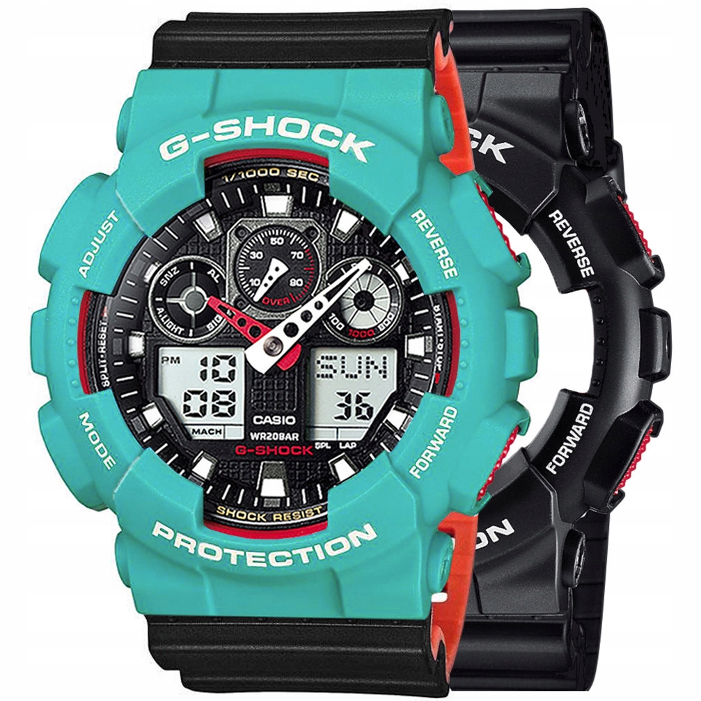 Sada G-shock GA-100-1A4ER Zelená Černá, Červená