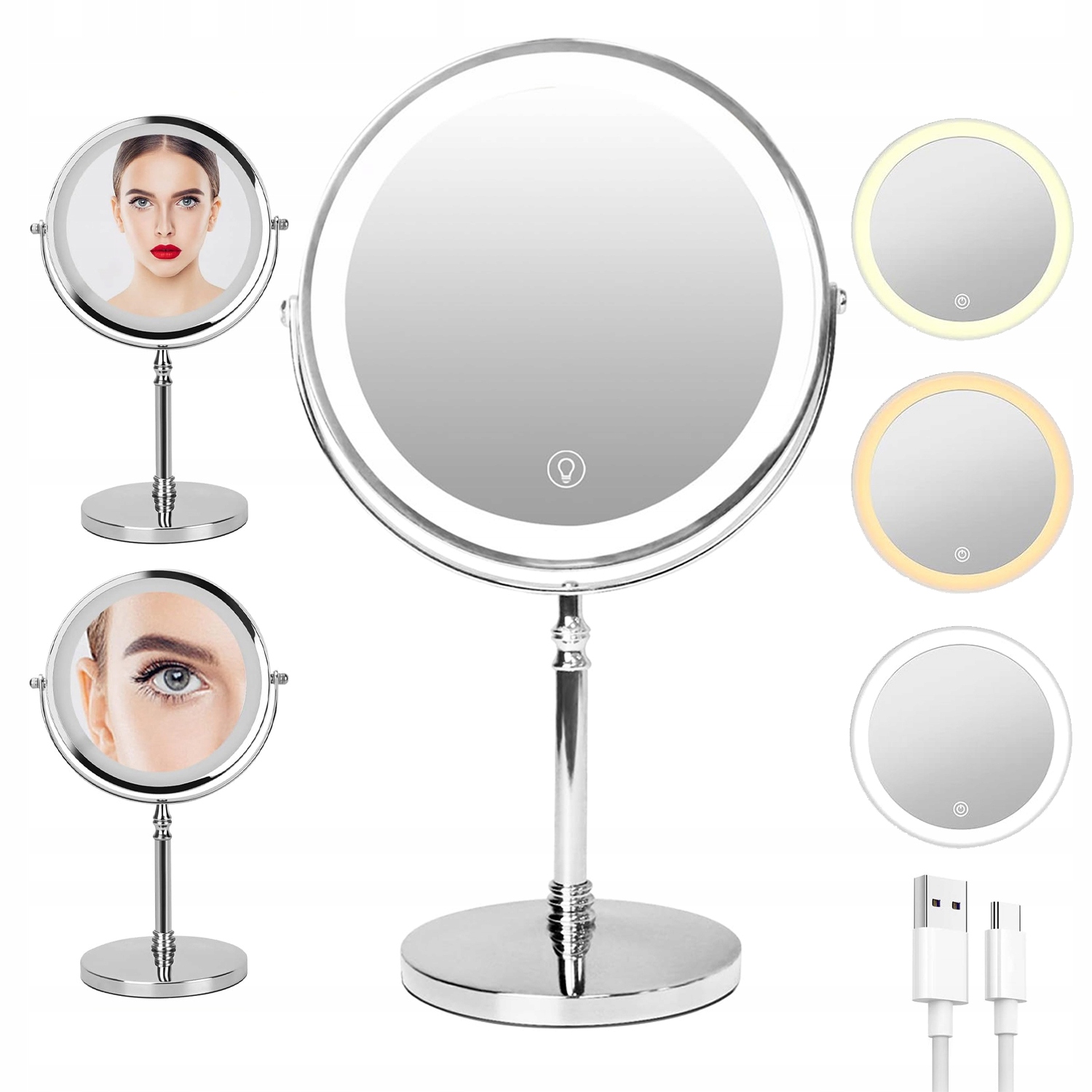 Kosmetické Podsvícené Led Zrcátko Zrcadlo Pro Makeup Zvětšovací 5x