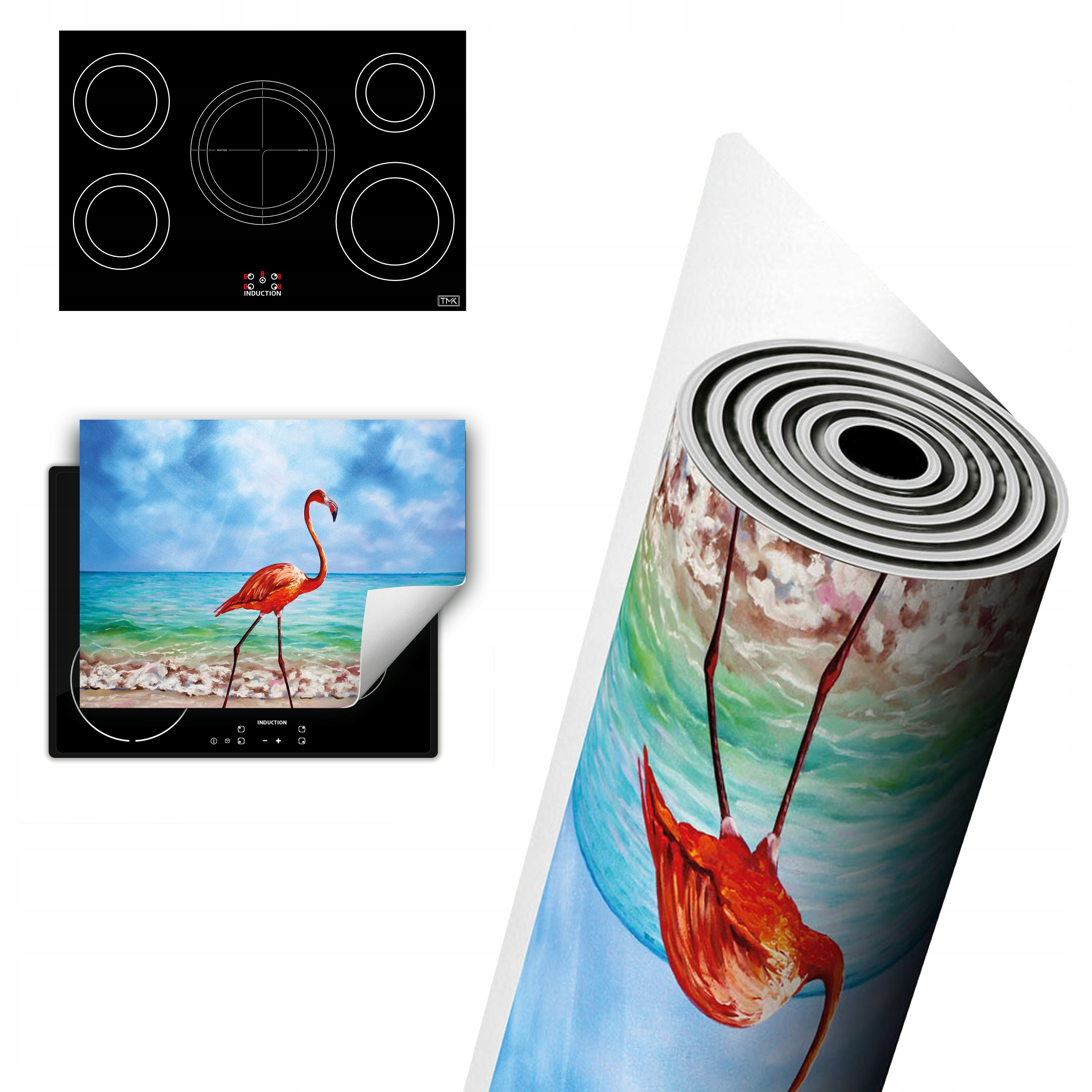 Vinylová Ochrana Na Indukci Desek 80x52 plameňák moře