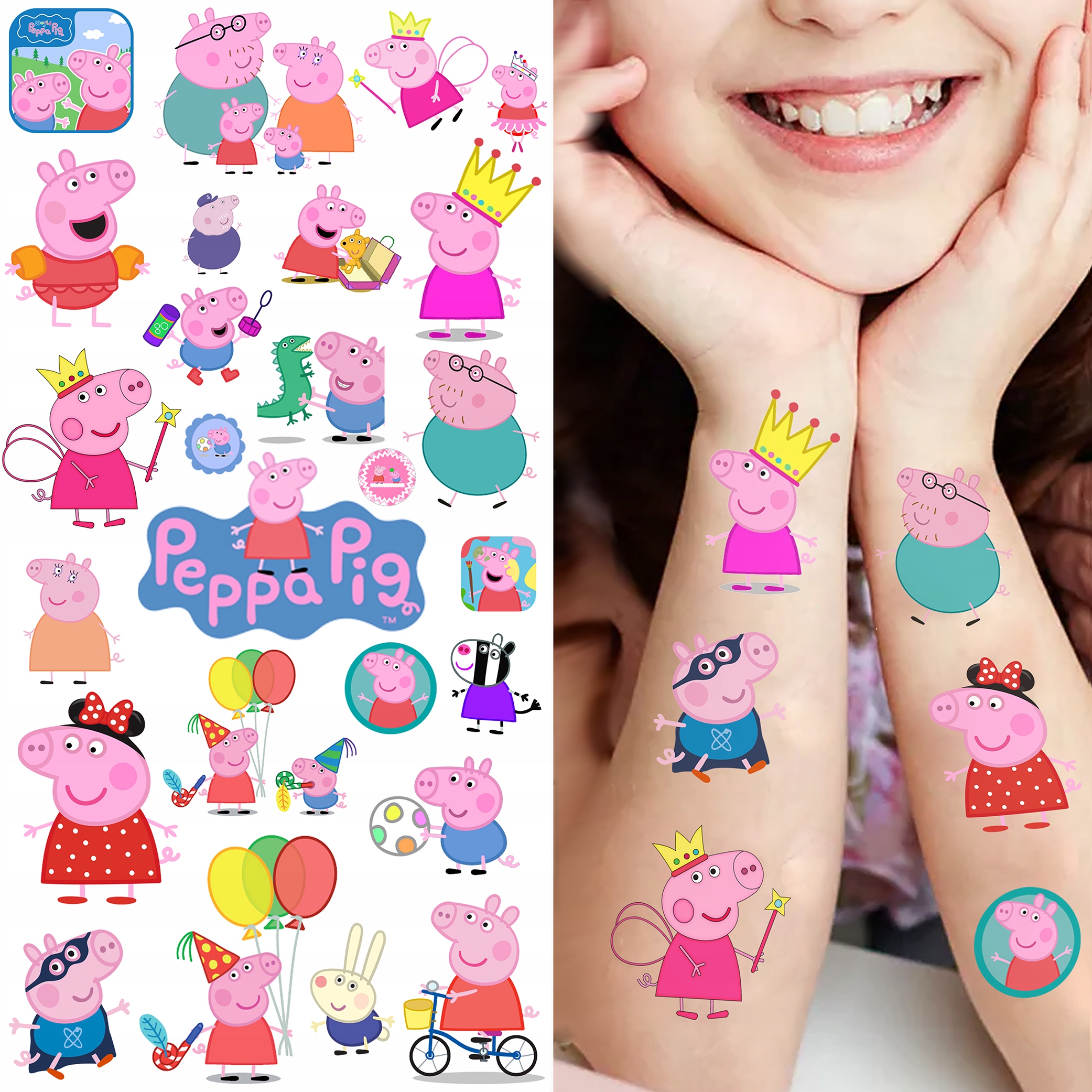 TATUAŻE ZMYWALNE DLA DZIECI ŚWINKA PEPPA PIG